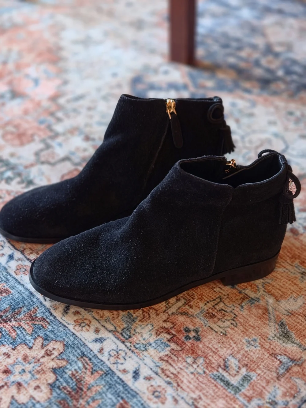 KATE SPADE ♠️ Black Suede Ankle Booties with Side Zip